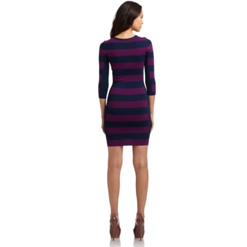 BCBG MaxAzria Kendall Purple & Blue Striped Cocktail Bodycon Dress Size Small - Picture 2 of 2